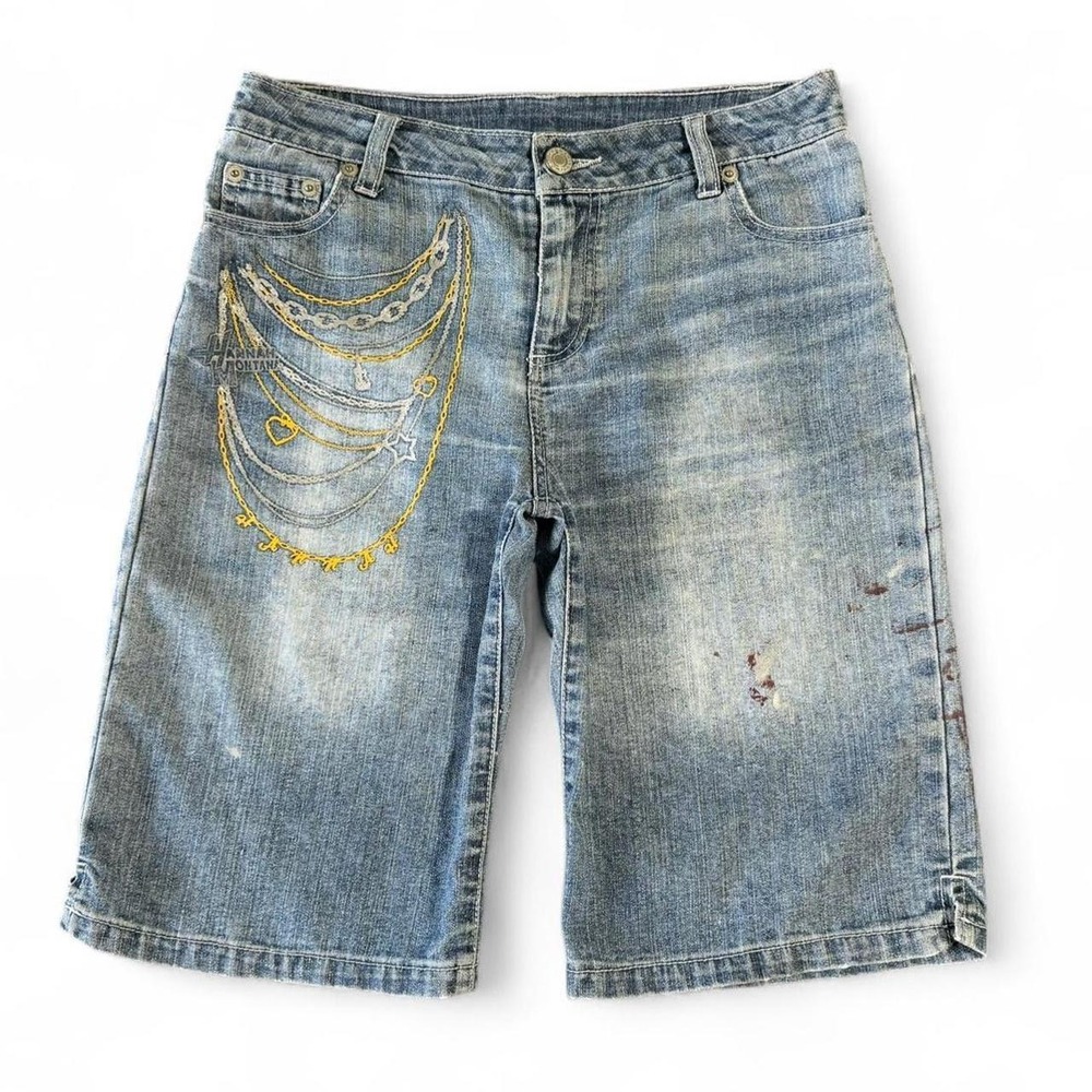 Y2K Blue Hannah Montana Embroidered Denim Shorts Size 12 Light Marks